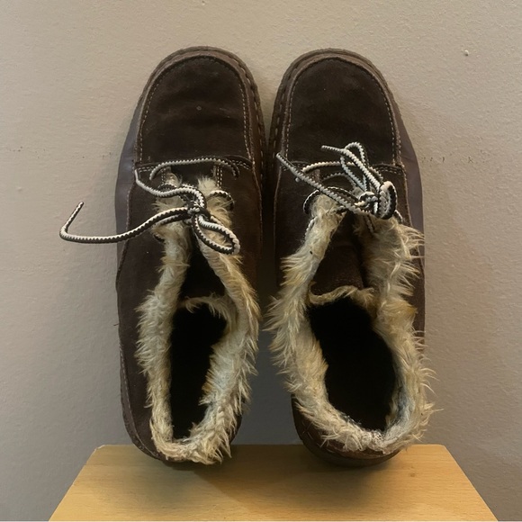 WindRiver Brown Leather & Suede Faux-Fur Lined Lace-Up Loafers – Size 9 GUC - Picture 10 of 16
